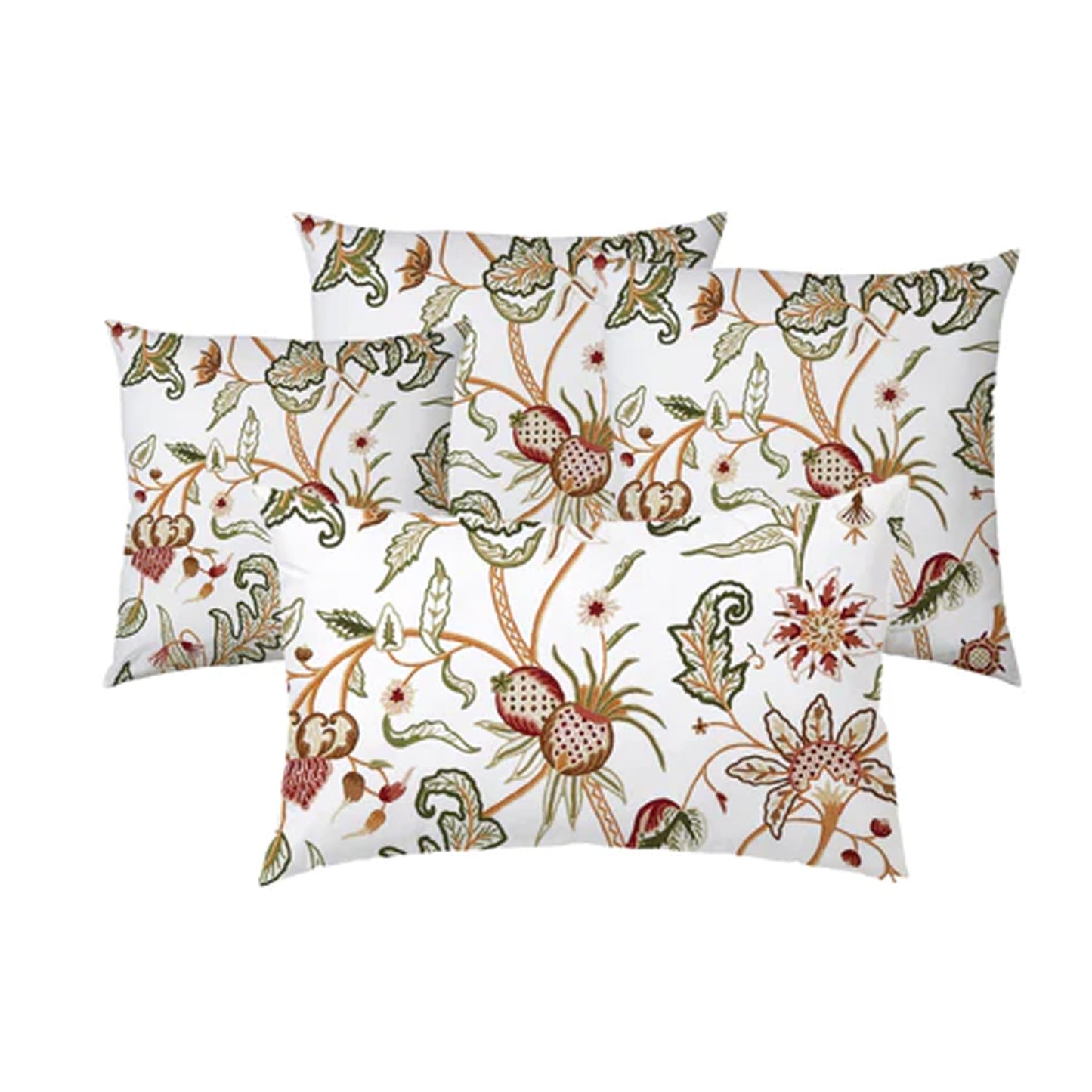Margo  - Set of 4 Pieces | Cotton Linen Fabric | Crewel Embroidered | Pillow/Cushion Cover Set | With or Without Insert