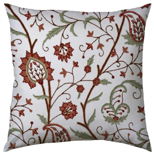 Maria  - Set of 4 Pieces | Cotton Linen Fabric | Crewel Embroidered | Pillow/Cushion Cover Set | With or Without Insert