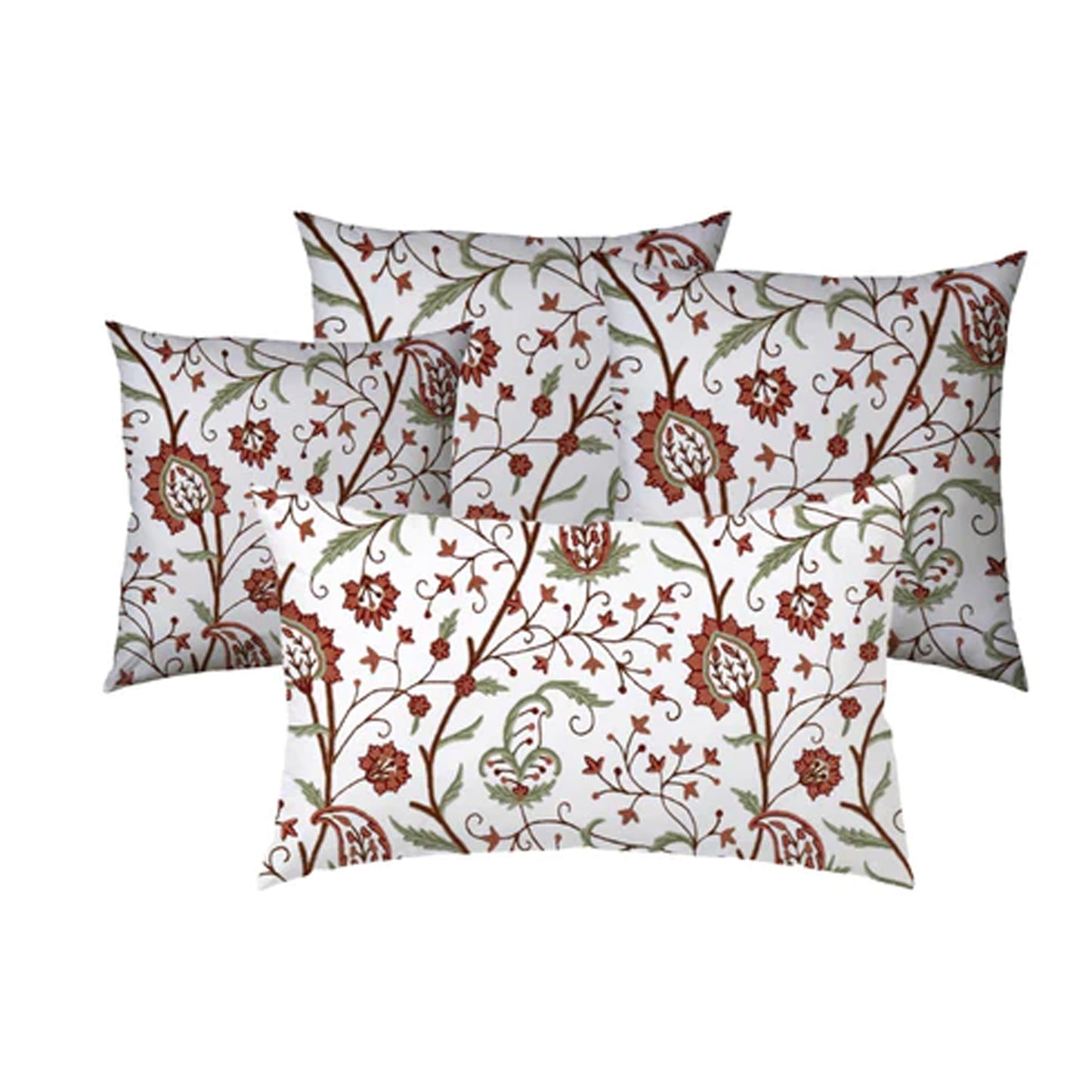 Maria  - Set of 4 Pieces | Cotton Linen Fabric | Crewel Embroidered | Pillow/Cushion Cover Set | With or Without Insert