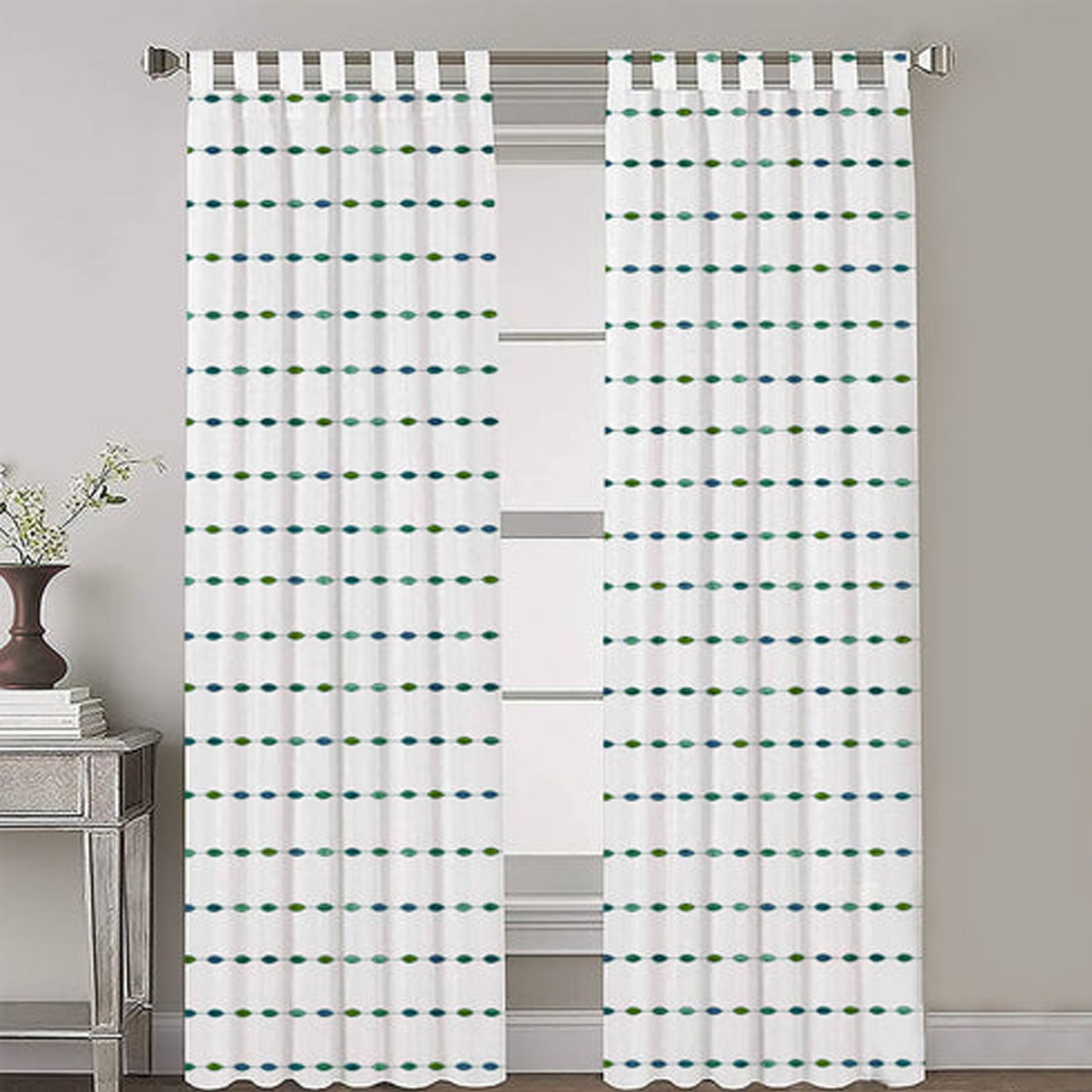 Marigold - Set of 2 Panels Crewel Embroidered Curtains | Linen Cotton Mix | Fully Embroidered | Lined