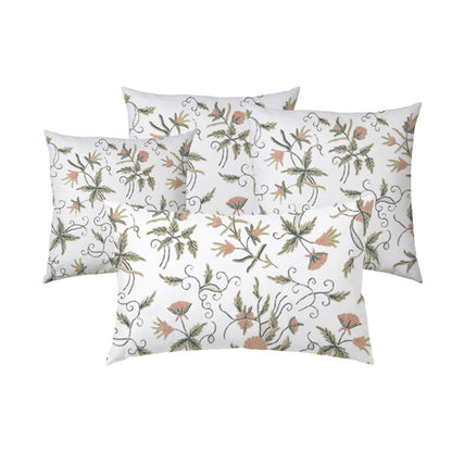 Mercy  - Set of 4 Pieces | Cotton Linen Fabric | Crewel Embroidered | Pillow/Cushion Cover Set | With or Without Insert