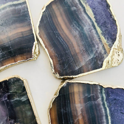 Multi  fluorite/Gemstone/Semi-precious stone/Agate - Set of 4 Large Coasters/Personalised Momentos