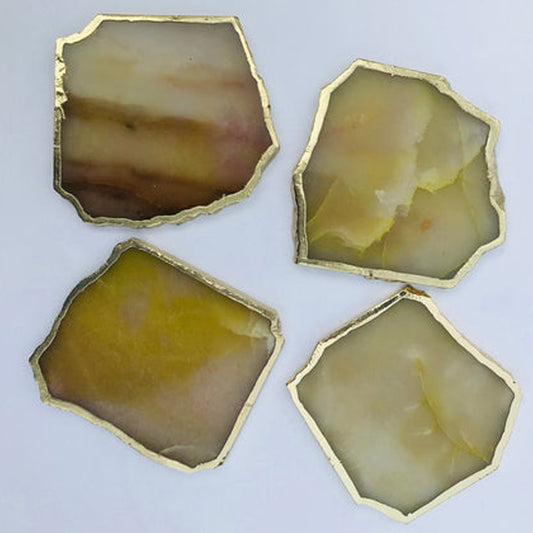 Mustard Agate Aventurine Set of 4 Large Coasters/Personalised Momentos