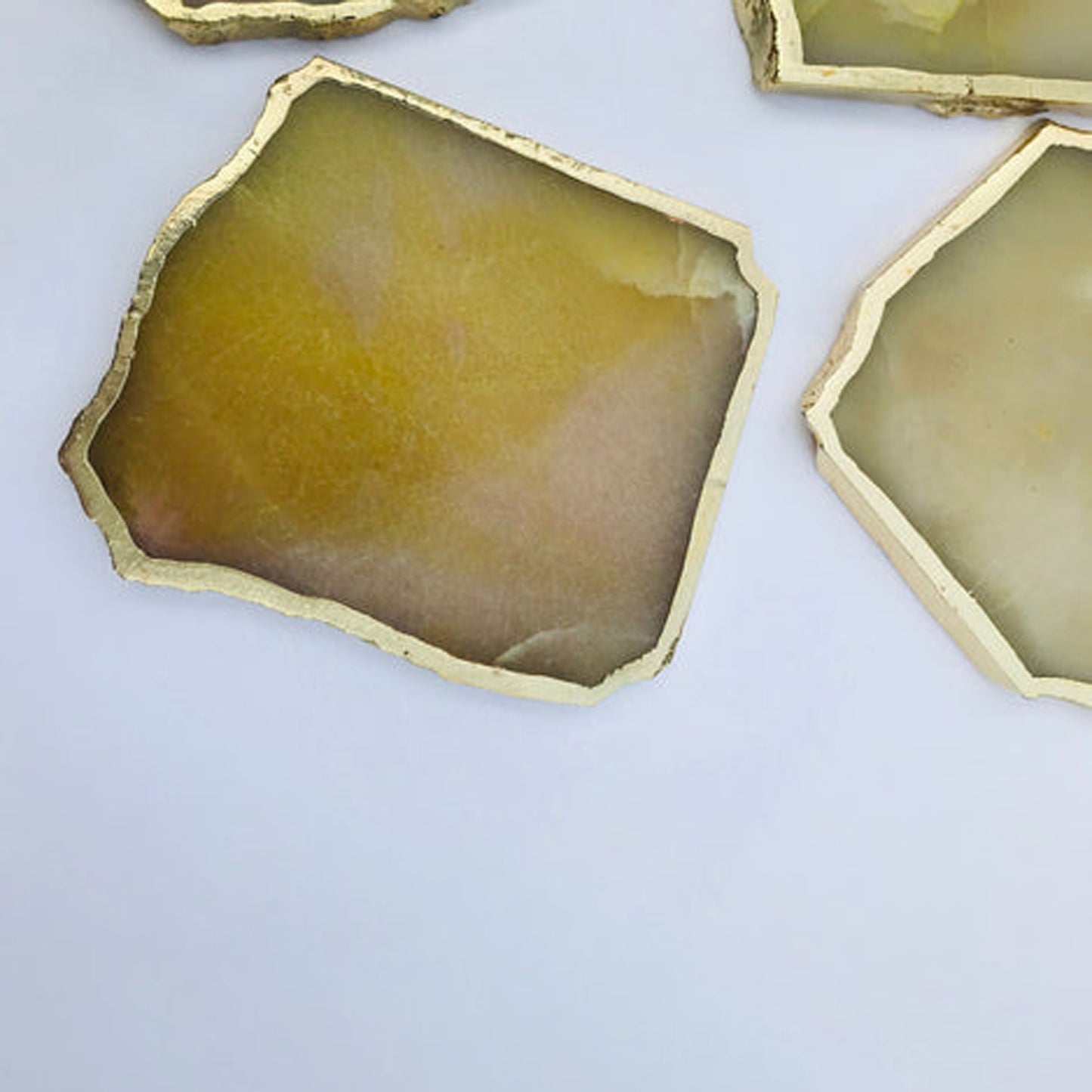 Mustard Agate Aventurine Set of 4 Large Coasters/Personalised Momentos