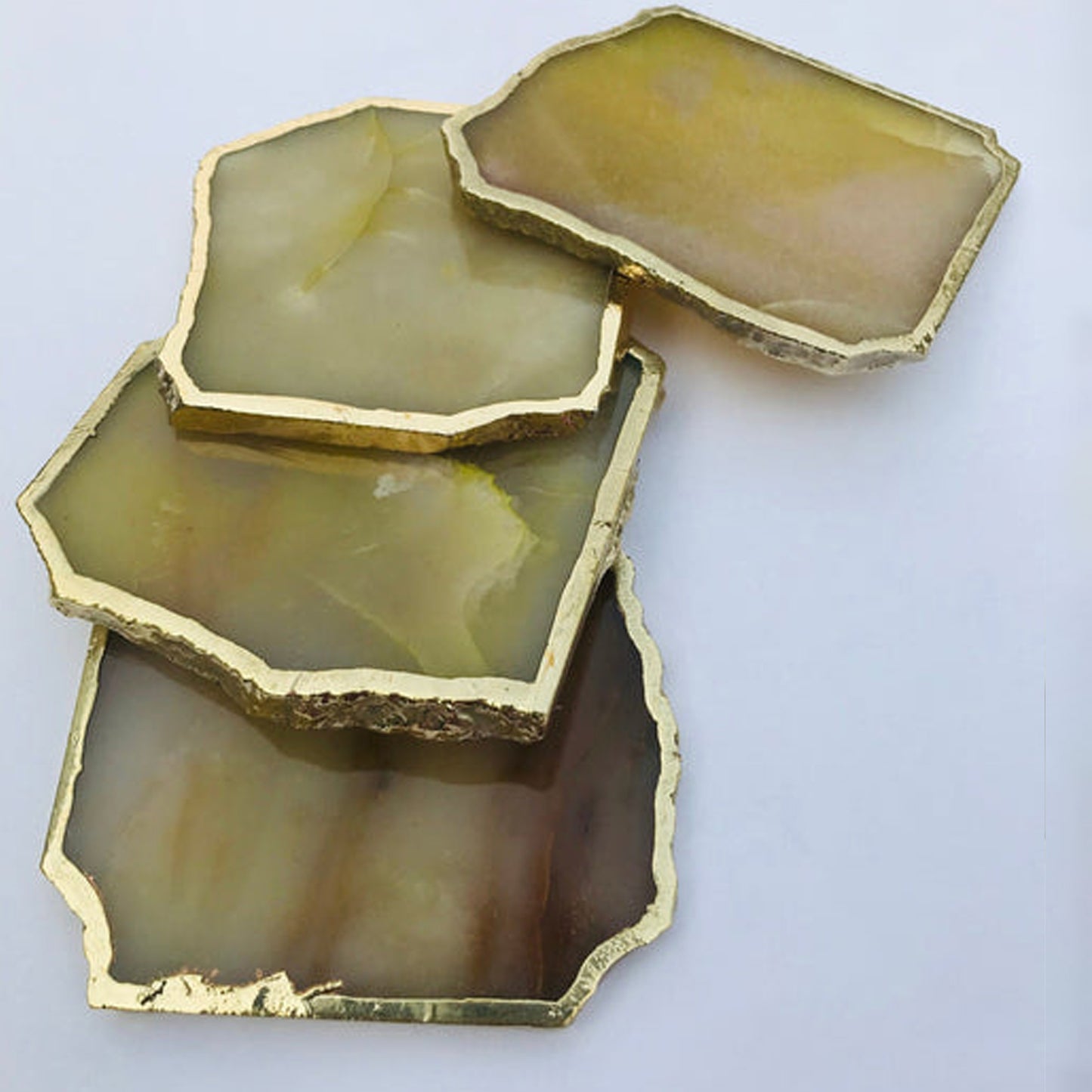 Mustard Agate Aventurine Set of 4 Large Coasters/Personalised Momentos