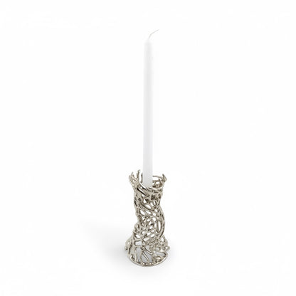 Roots - Electro-formed Sculptural Taper Candleholder | Organic Spiral Coral-Inspired Home Accent in Gold, Silver or Antique Finish