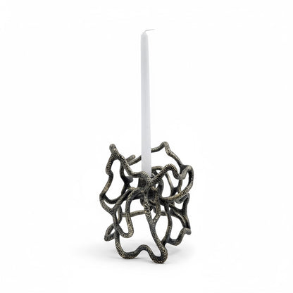 Organic Abstract Candle Holder - Electro-formed Sculptural Taper Candle Stand | Gold, Silver or Antique Finish