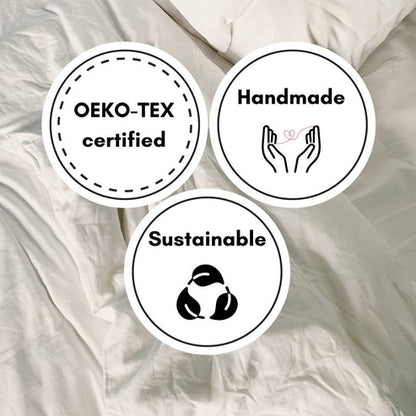 Natural Beige with Moss Green Piping - 100% Pure Linen or Linen Cotton | 3 Piece Piped Duvet Cover Set | Handmade | Pre-washed