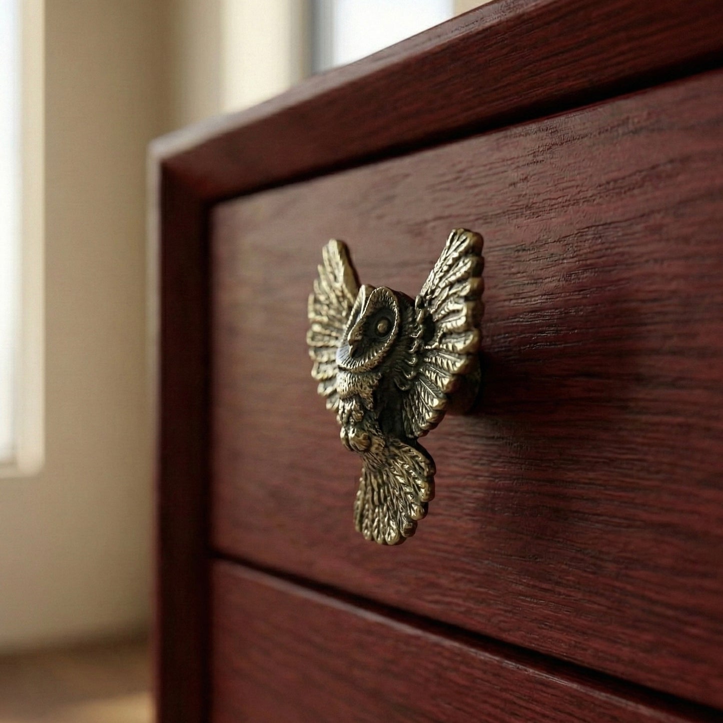 Antique Brass Owl Drawer Knobs