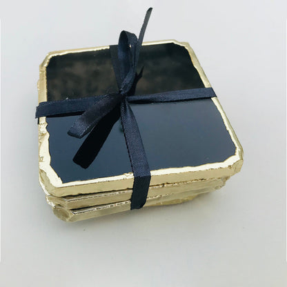 Black Agate - Set of 4 Large Coasters/Personalised Momentos