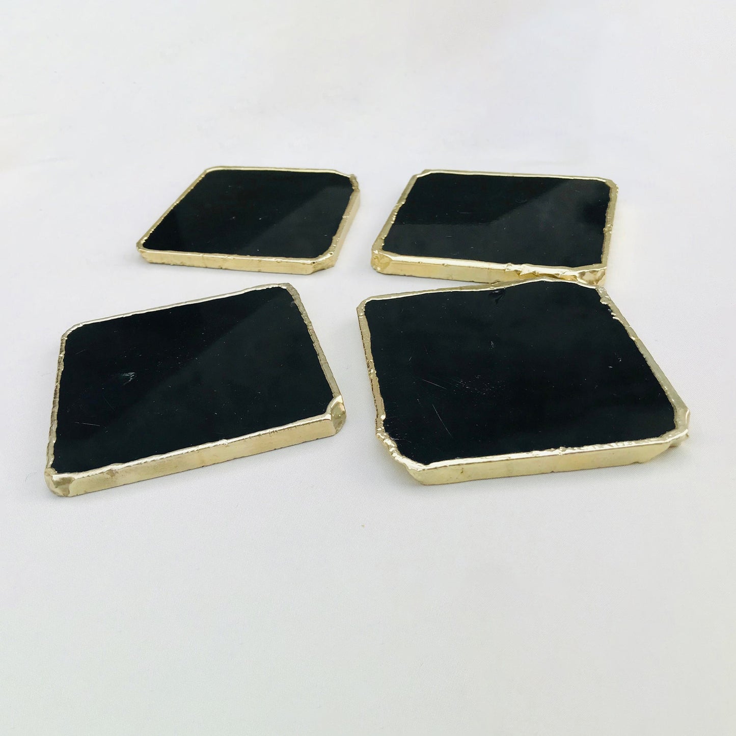 Black Agate - Set of 4 Large Coasters/Personalised Momentos