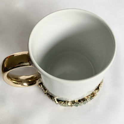 White Ceramic Mugs with Crystals