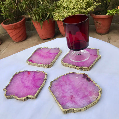 Pink Agate - Set of 4 Large Coasters/Personalised Momentos