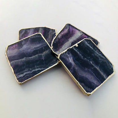 Purple fluorite/Gemstone/Semi-precious stone/Agate - Set of 4 Large Coasters/Personalised Momentos