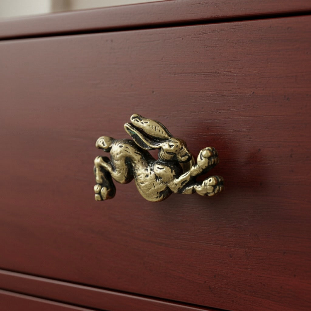 Antique Brass Bunny Rabbit Drawer Knobs