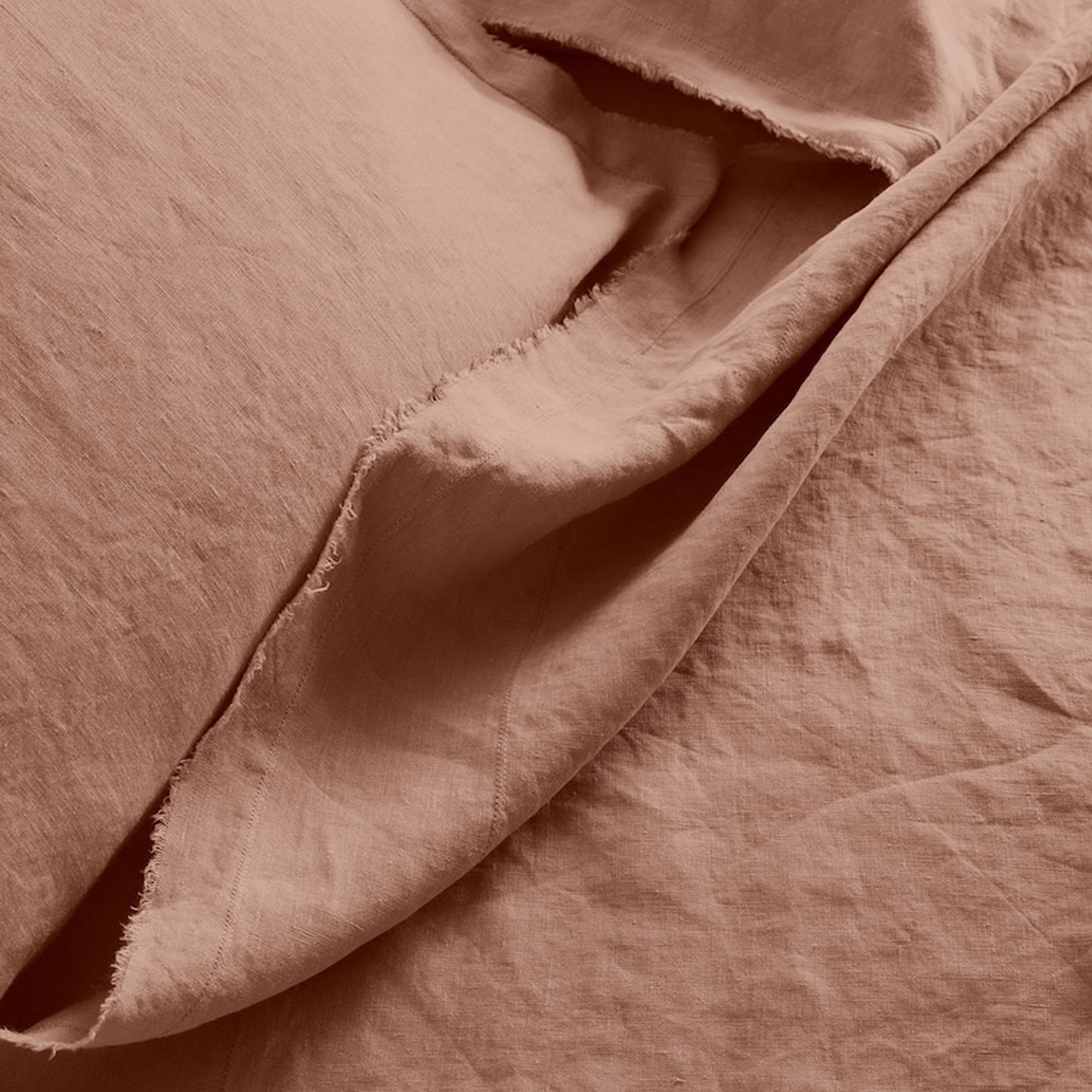 Raw Edged Clay - 100% Pure Linen | Linen Cotton Mix | 3 Piece Duvet Cover Set | 4 Piece Sheet Set | Handmade | Pre-washed | Soft