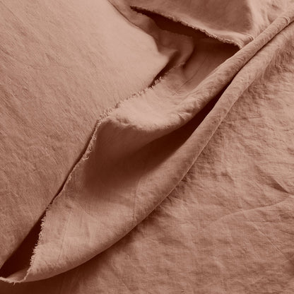 Raw Edged Clay - 100% Pure Linen | Linen Cotton Mix | 3 Piece Duvet Cover Set | 4 Piece Sheet Set | Handmade | Pre-washed | Soft