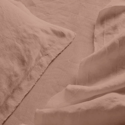 Raw Edged Clay - 100% Pure Linen | Linen Cotton Mix | 3 Piece Duvet Cover Set | 4 Piece Sheet Set | Handmade | Pre-washed | Soft