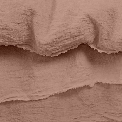 Raw Edged Clay - 100% Pure Linen | Linen Cotton Mix | 3 Piece Duvet Cover Set | 4 Piece Sheet Set | Handmade | Pre-washed | Soft