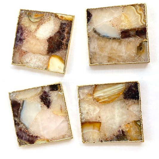 Raw Mixed  Agate - Set of 4 Large Square Coasters | Personalised Momentos