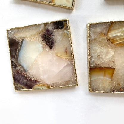 Raw Mixed  Agate - Set of 4 Large Square Coasters | Personalised Momentos