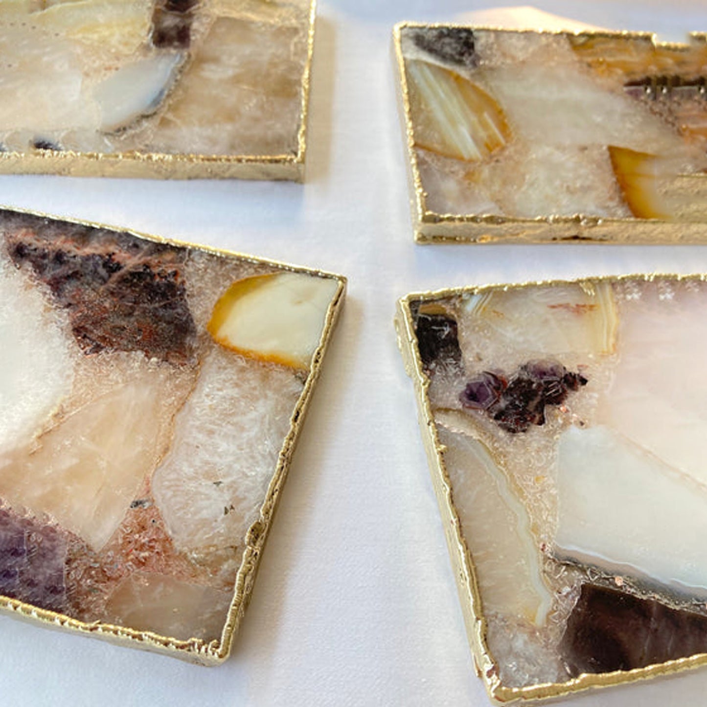 Raw Mixed  Agate - Set of 4 Large Square Coasters | Personalised Momentos