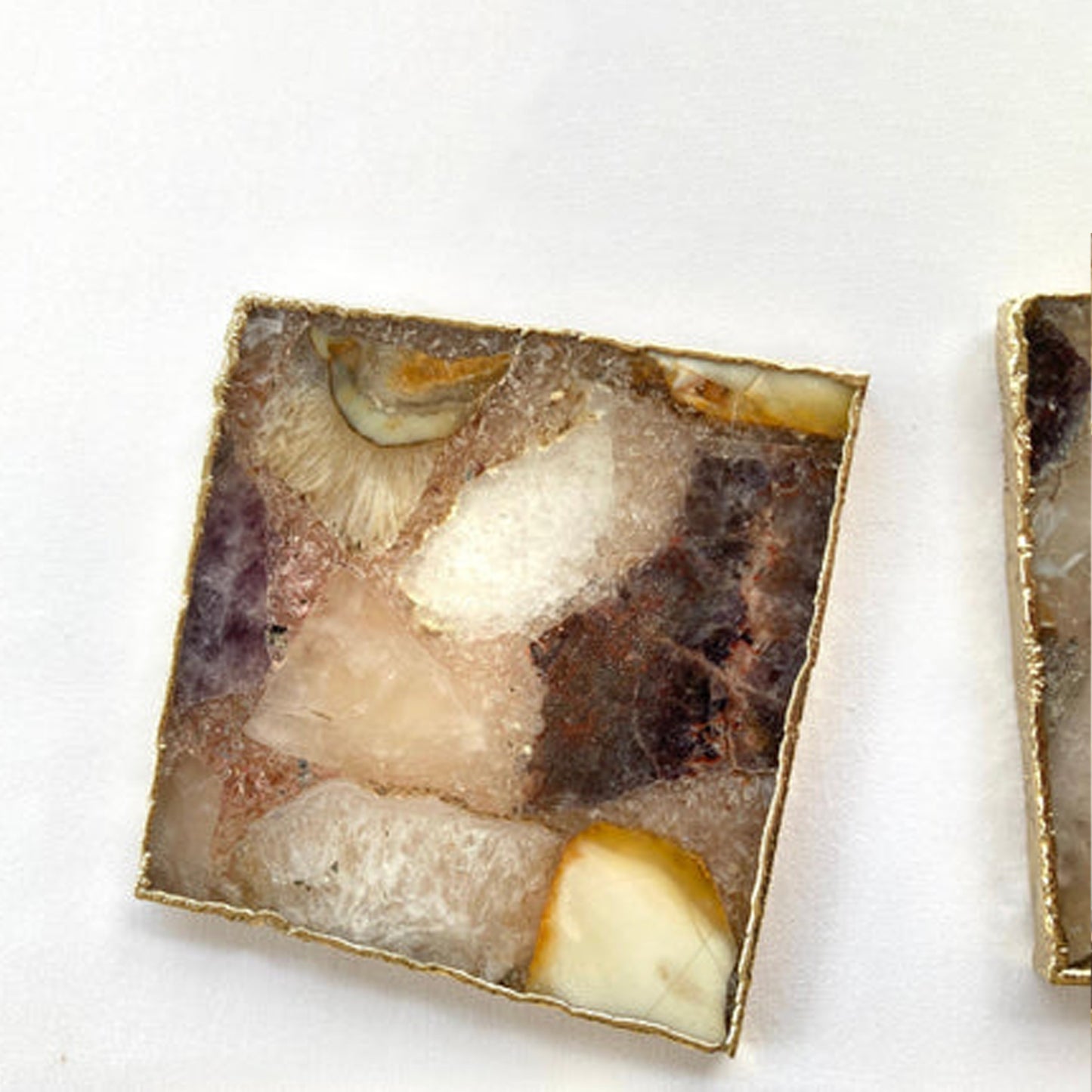 Raw Mixed  Agate - Set of 4 Large Square Coasters | Personalised Momentos