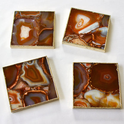 Red Agate - Set of 4 Large Square Coasters | Personalised Momentos