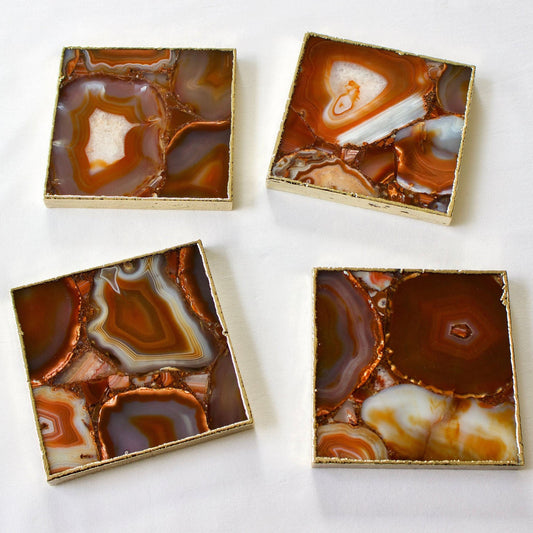 Red Agate - Set of 4 Large Square Coasters | Personalised Momentos