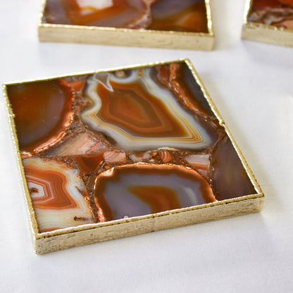 Red Agate - Set of 4 Large Square Coasters | Personalised Momentos