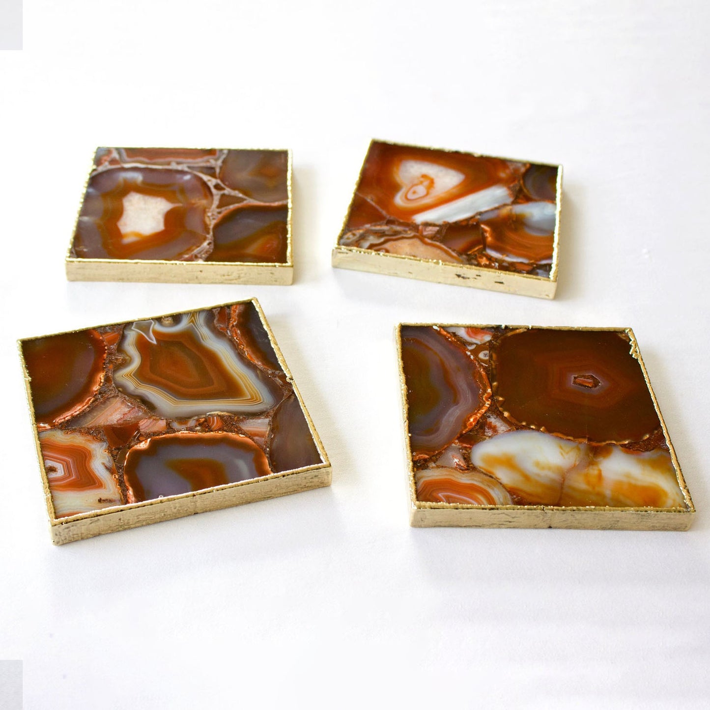 Red Agate - Set of 4 Large Square Coasters | Personalised Momentos