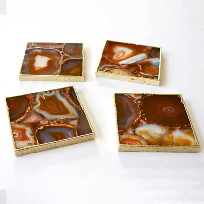 Red Agate - Set of 4 Large Square Coasters | Personalised Momentos