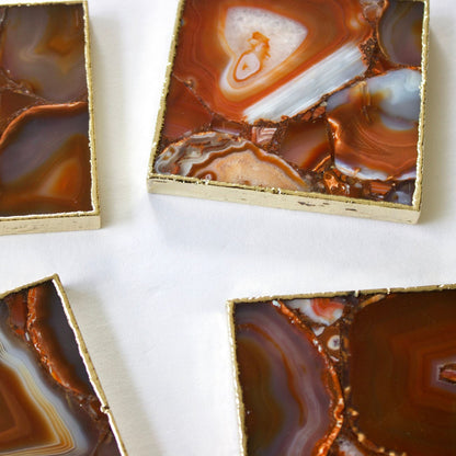 Red Agate - Set of 4 Large Square Coasters | Personalised Momentos