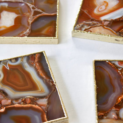 Red Agate - Set of 4 Large Square Coasters | Personalised Momentos