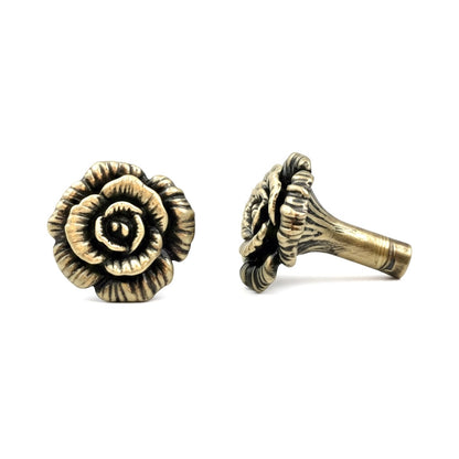Antique Brass Rose Drawer Knobs