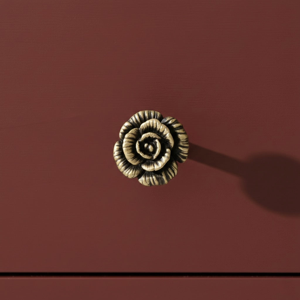 Antique Brass Rose Drawer Knobs
