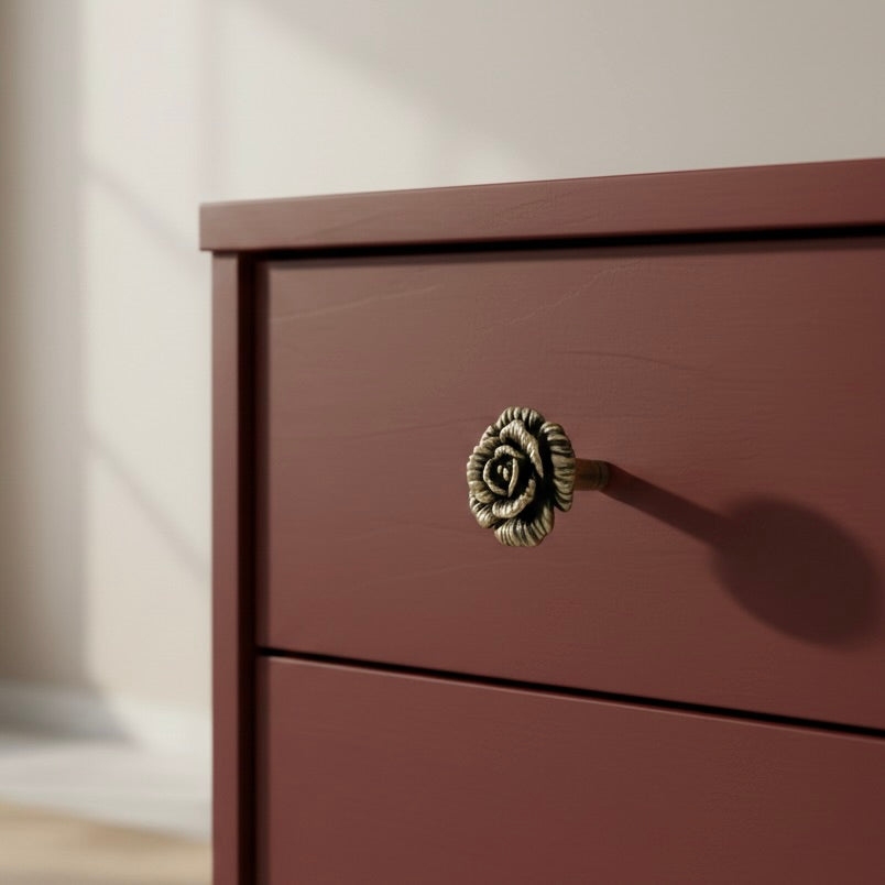 Antique Brass Rose Drawer Knobs