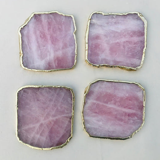Rose Quartz Agate - Set of 4 Large Coasters/Personalised Momentos