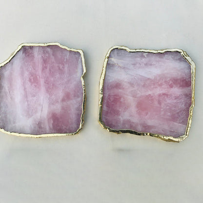 Rose Quartz Agate - Set of 4 Large Coasters/Personalised Momentos