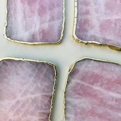 Rose Quartz Agate - Set of 4 Large Coasters/Personalised Momentos