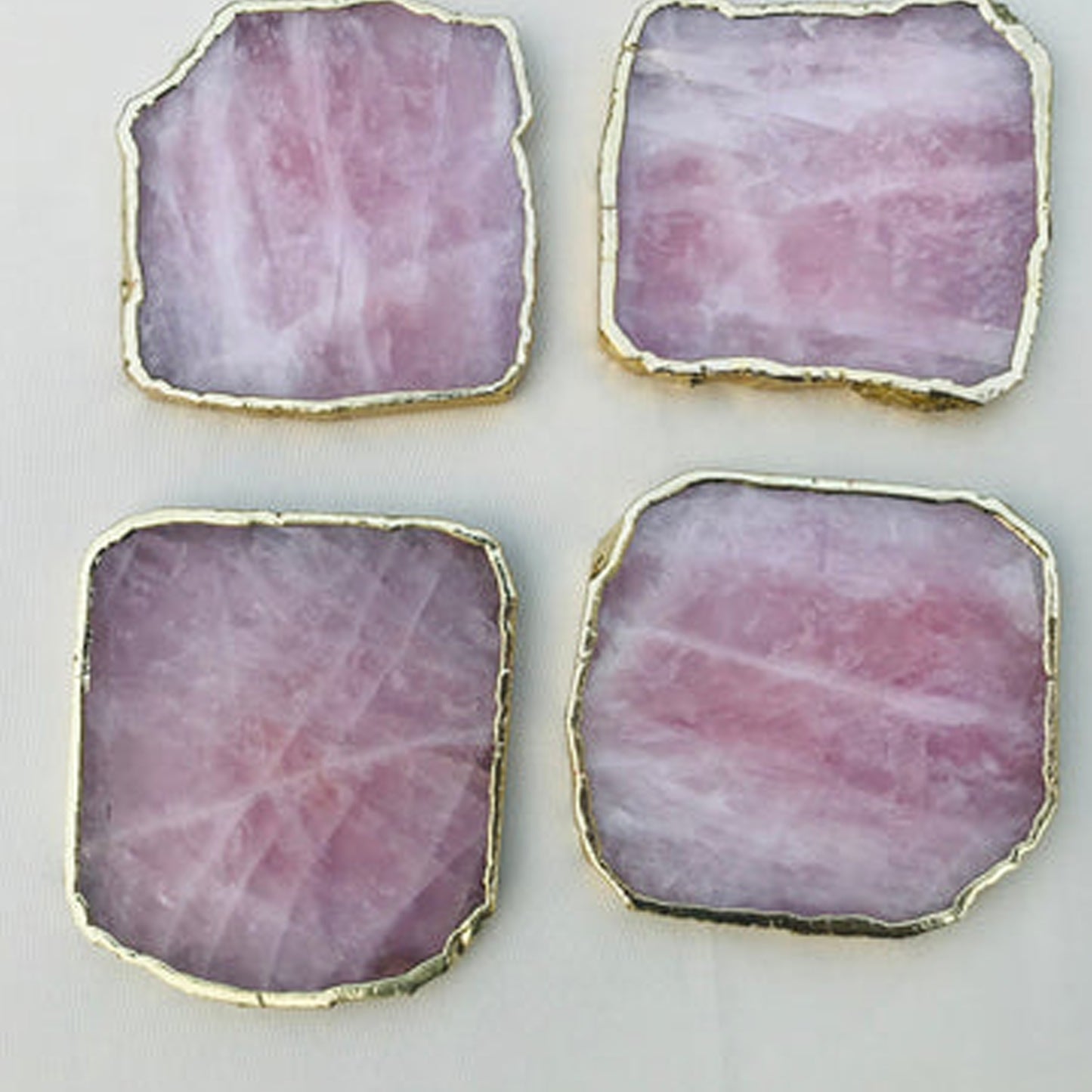Rose Quartz Agate - Set of 4 Large Coasters/Personalised Momentos
