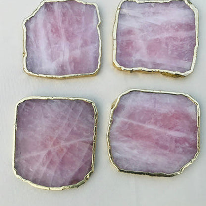 Rose Quartz Agate - Set of 4 Large Coasters/Personalised Momentos