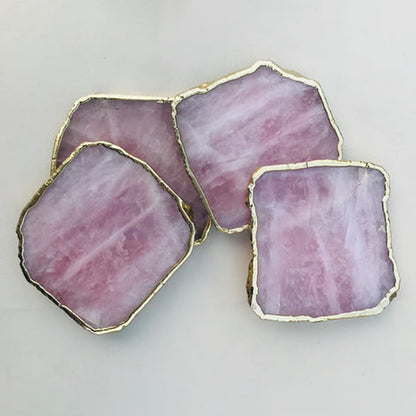 Rose Quartz Agate - Set of 4 Large Coasters/Personalised Momentos