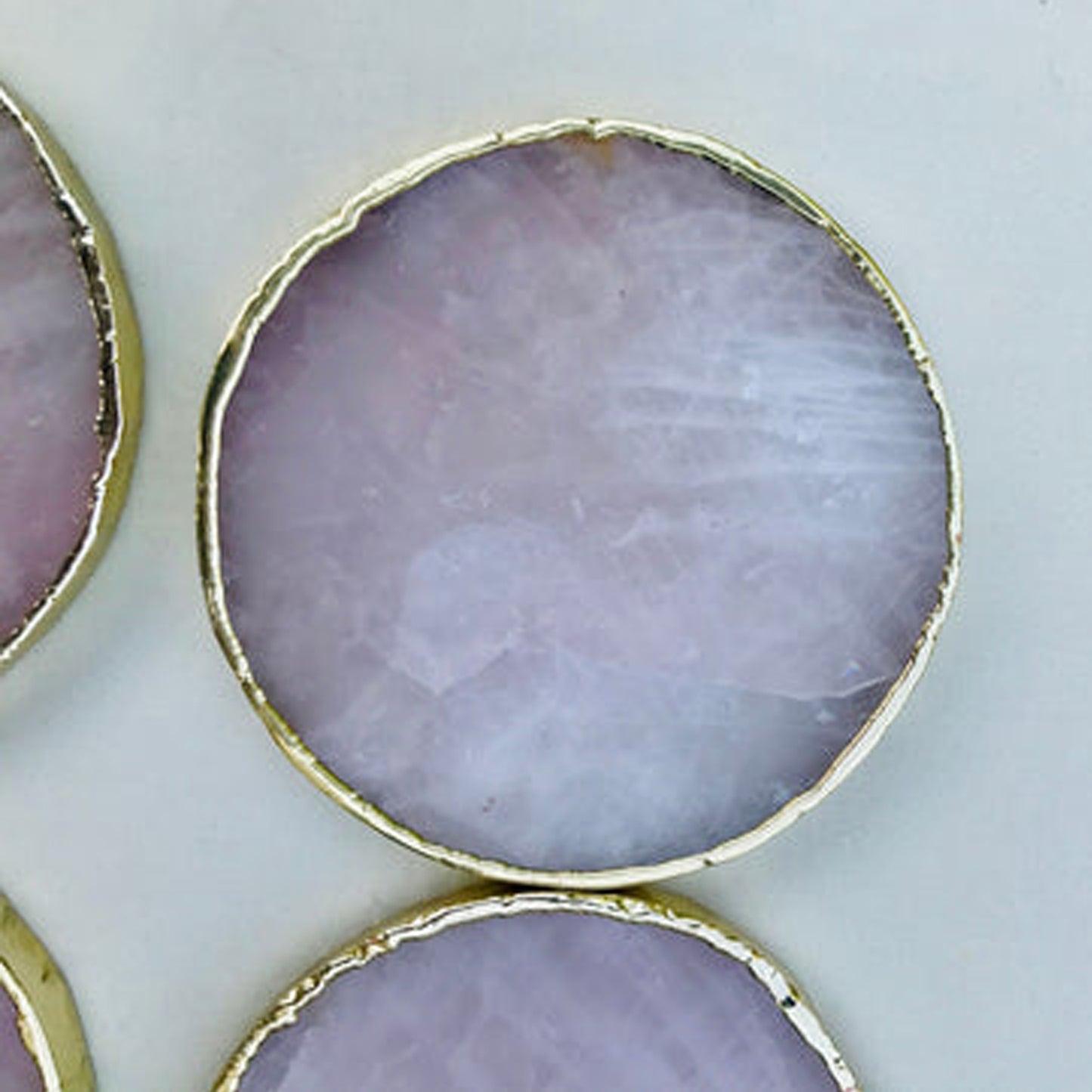 Rose Quartz Agate Hand Rounded Coasters - Set of 4 Large Coasters/Personalised Momentos