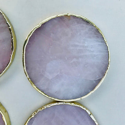 Rose Quartz Agate Hand Rounded Coasters - Set of 4 Large Coasters/Personalised Momentos