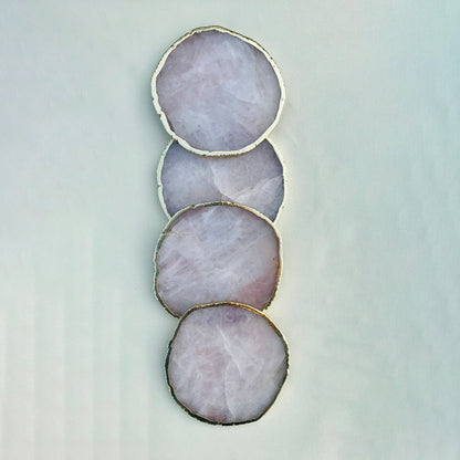 Rose Quartz Agate Hand Rounded Coasters - Set of 4 Large Coasters/Personalised Momentos