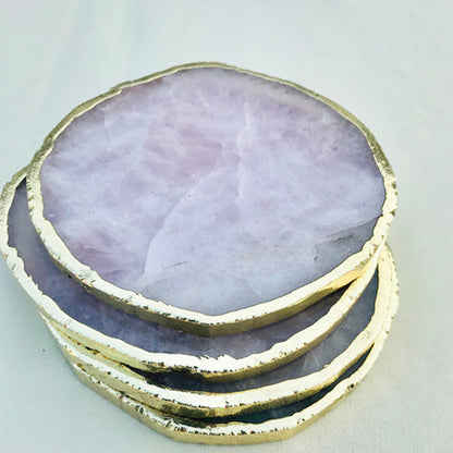 Rose Quartz Agate Hand Rounded Coasters - Set of 4 Large Coasters/Personalised Momentos