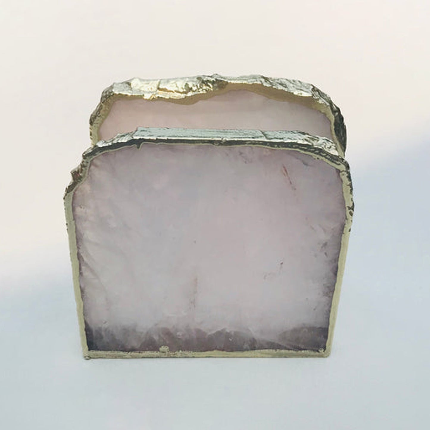 Rose Quartz Napkin Holder/Natural Stone Napkin Holder/Paper Napkin Holder/Desk Napkin Holder/Picnic Holder
