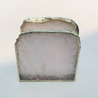 Rose Quartz Napkin Holder/Natural Stone Napkin Holder/Paper Napkin Holder/Desk Napkin Holder/Picnic Holder
