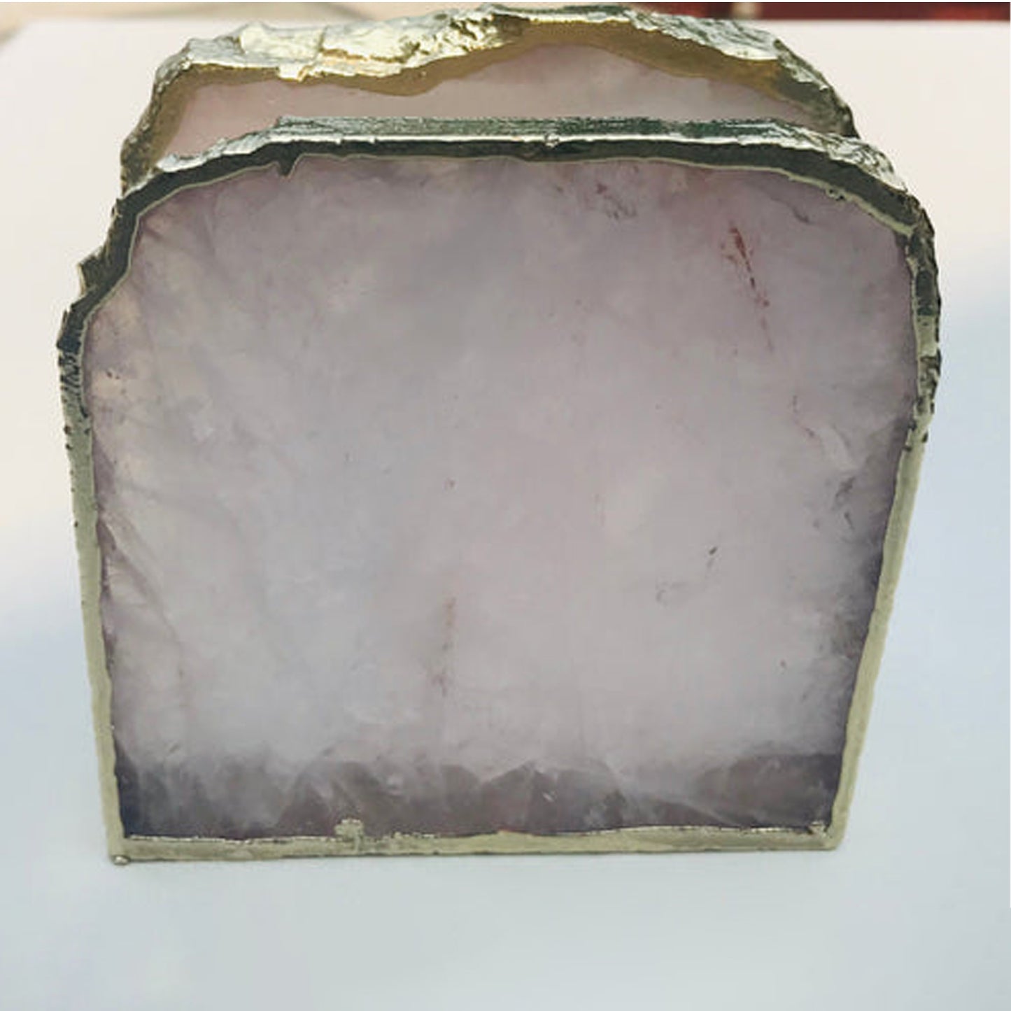 Rose Quartz Napkin Holder/Natural Stone Napkin Holder/Paper Napkin Holder/Desk Napkin Holder/Picnic Holder